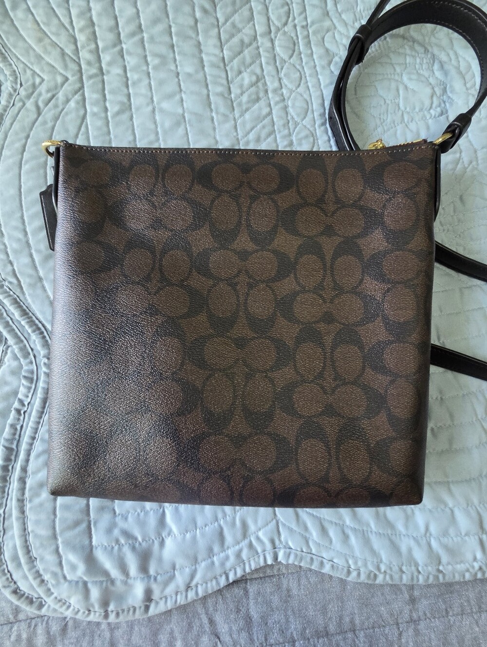 Coach Dark Brown Signature Crossbody with Gold Hardware - Picture 2 of 4
